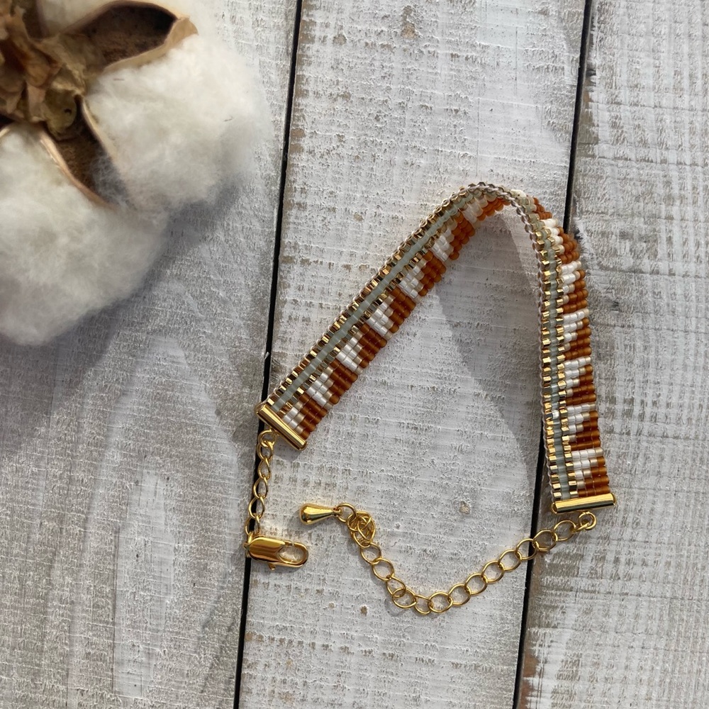AMBER handmade beaded loom bracelet with adjustable closure